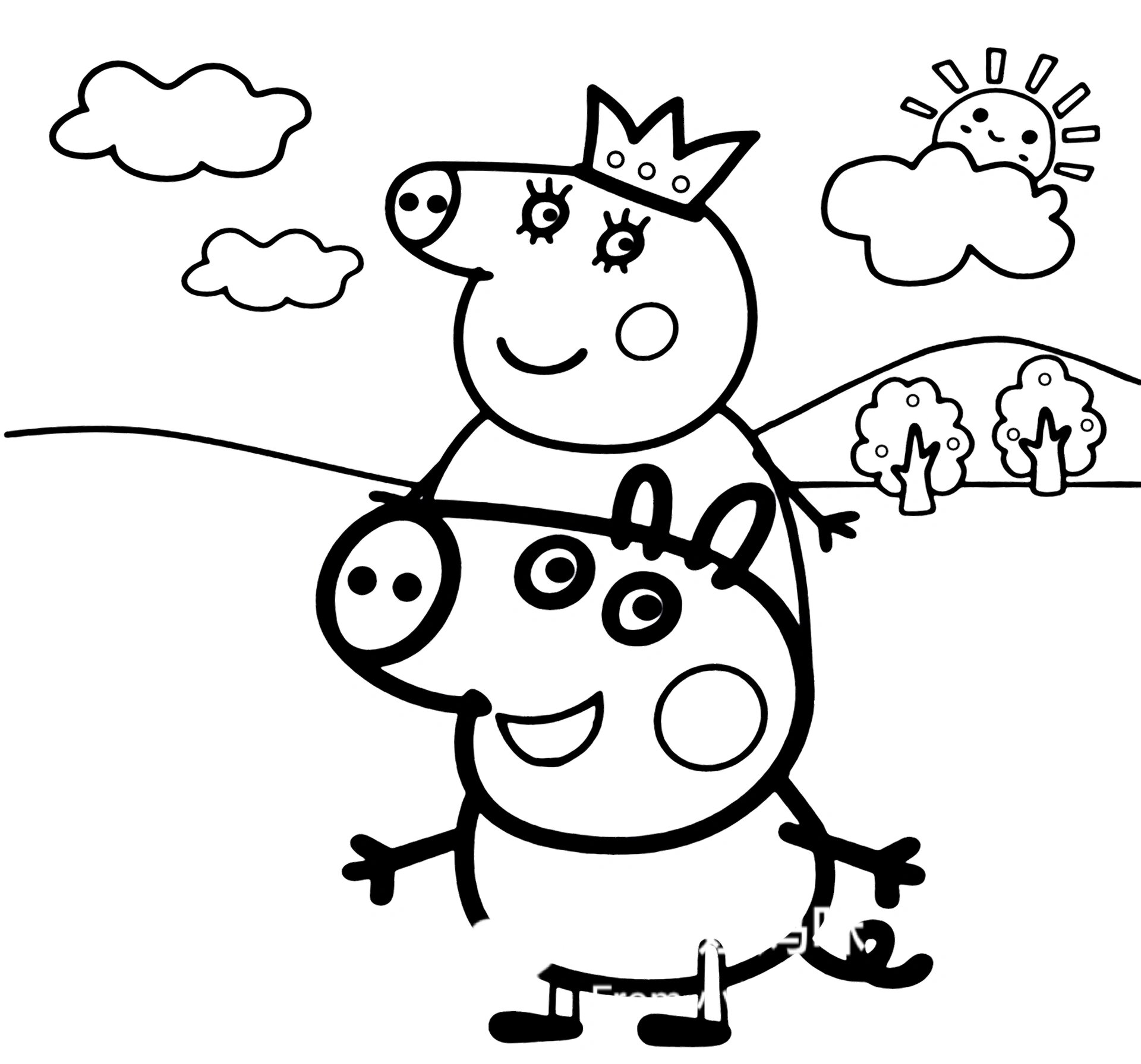小猪佩奇绘画线稿
