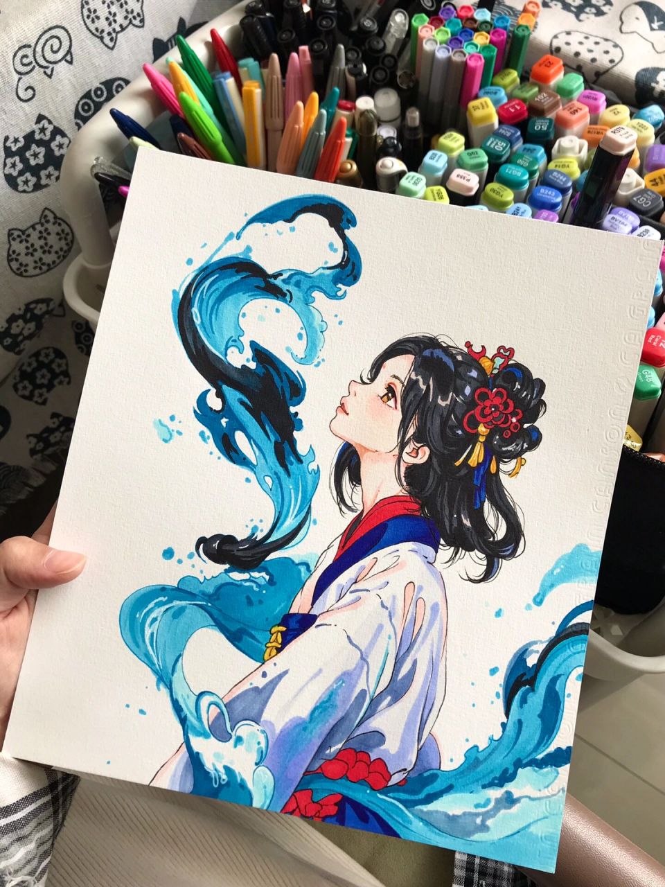 手绘|古风美女人物(含步骤图) 昨天画的一张古风美女子～ 绝美的侧脸