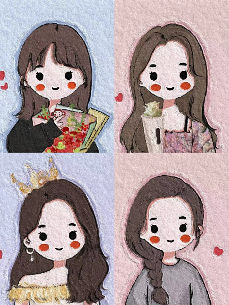 多彩油画风 闺蜜头像 手绘头像 可甜可盐 女生头像油画风   第二组