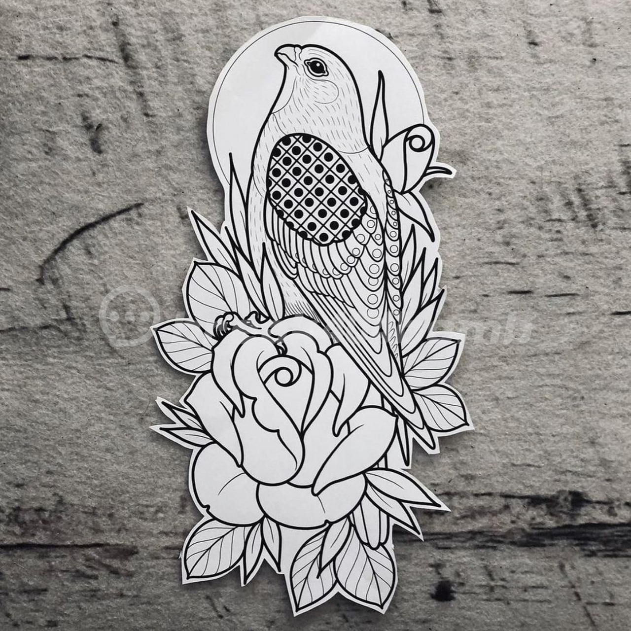 oldschool手稿线条丨欧美传统纹身 96欧美传统纹身线条手稿,拼接