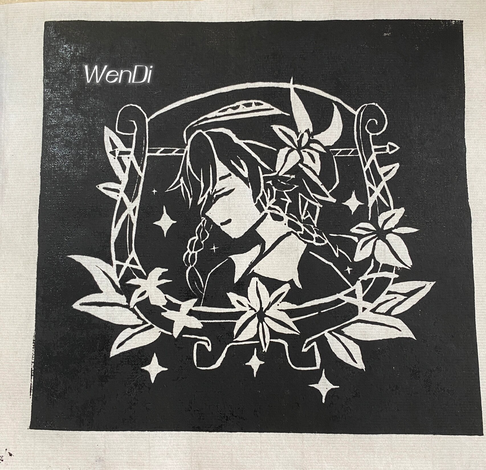 木刻版画:当美术生开始玩原神《温迪》