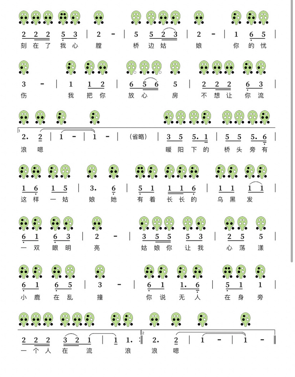 「桥边姑娘」6孔陶笛简谱分享 「桥边姑娘」薯粉们可喜欢?