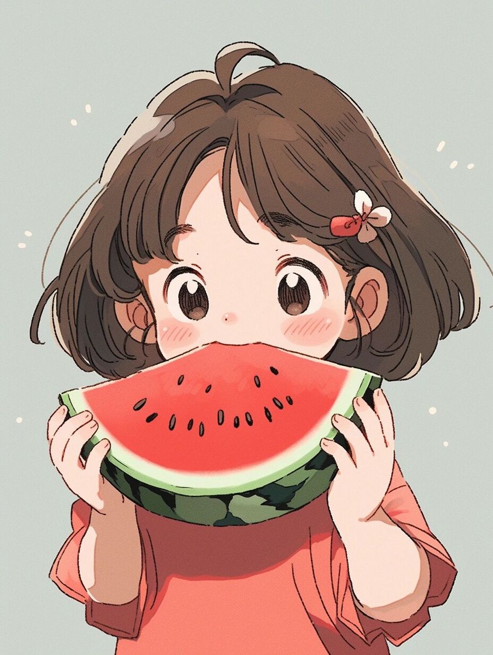 一起吃西瓜吧|情侣头像|可爱旧漫风