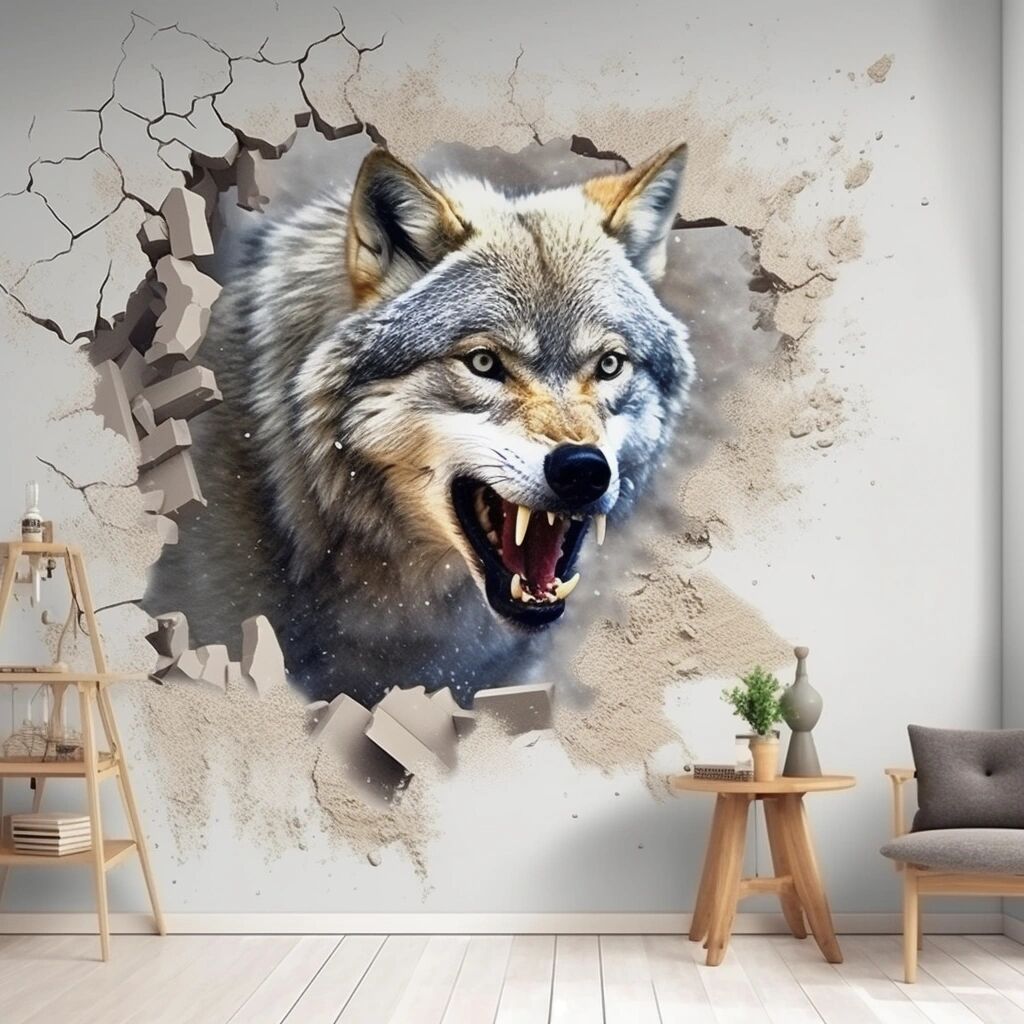 墙绘设计︱3d立体壁画各类猛兽素材66张 需要的朋友联系哦