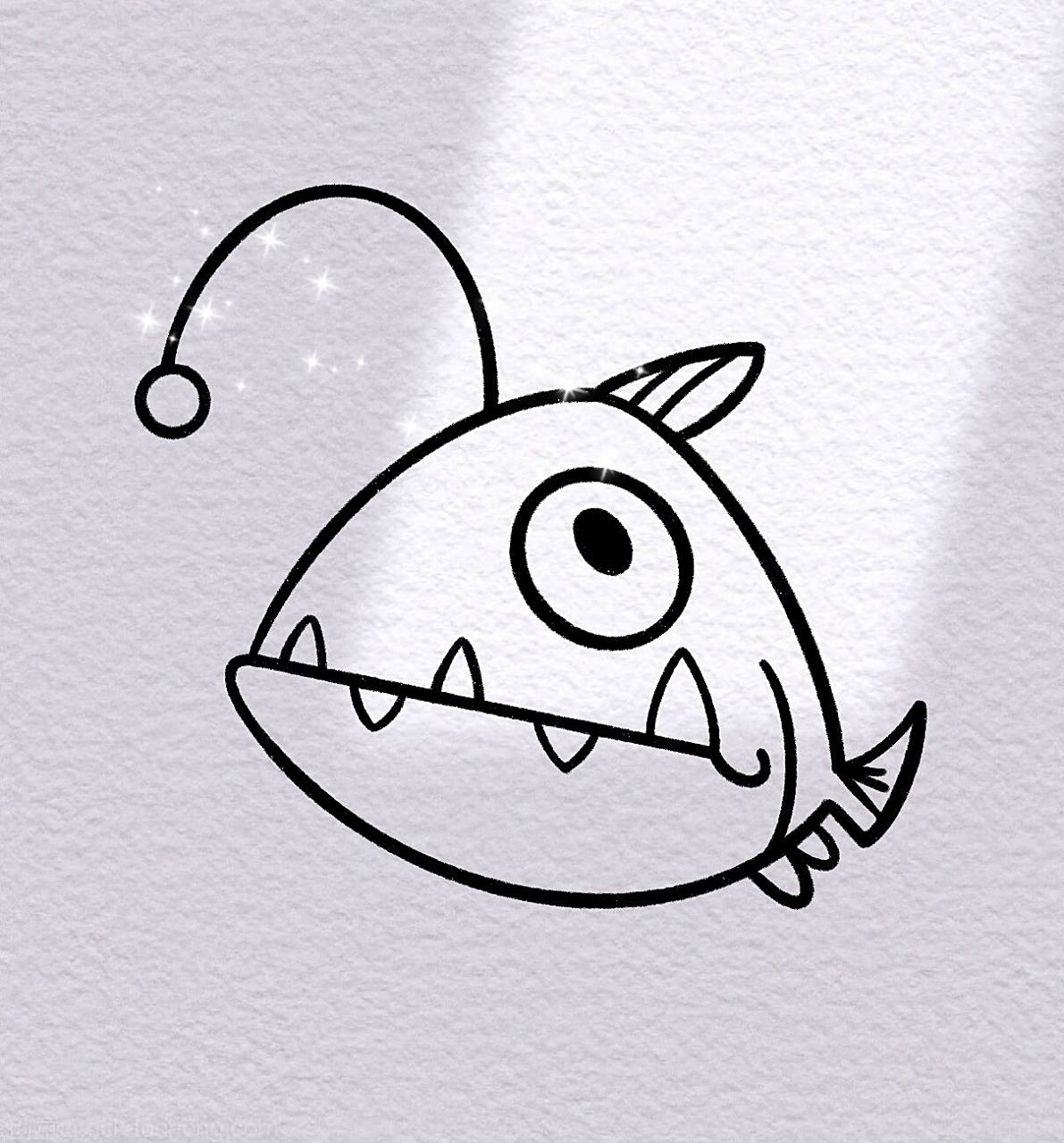 78零基础简笔画|安康鱼步骤图