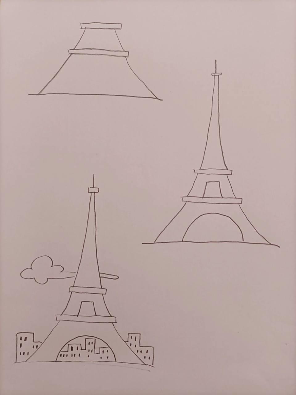 简笔画(25)埃菲尔铁塔 昨天画的,坚持打卡,希望幼师教资面试能过.