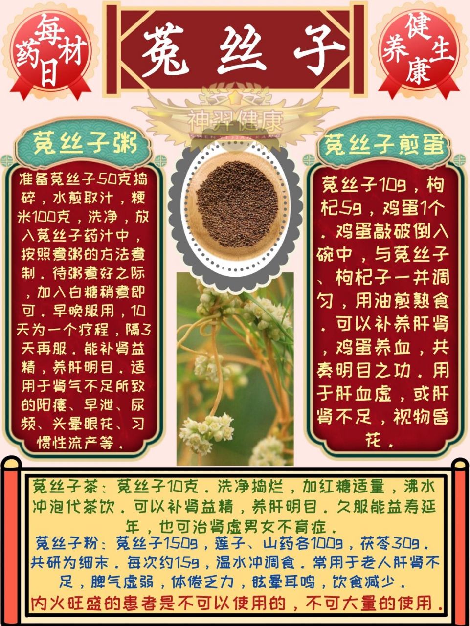 菟丝子900克,茵香子,青盐各90克.