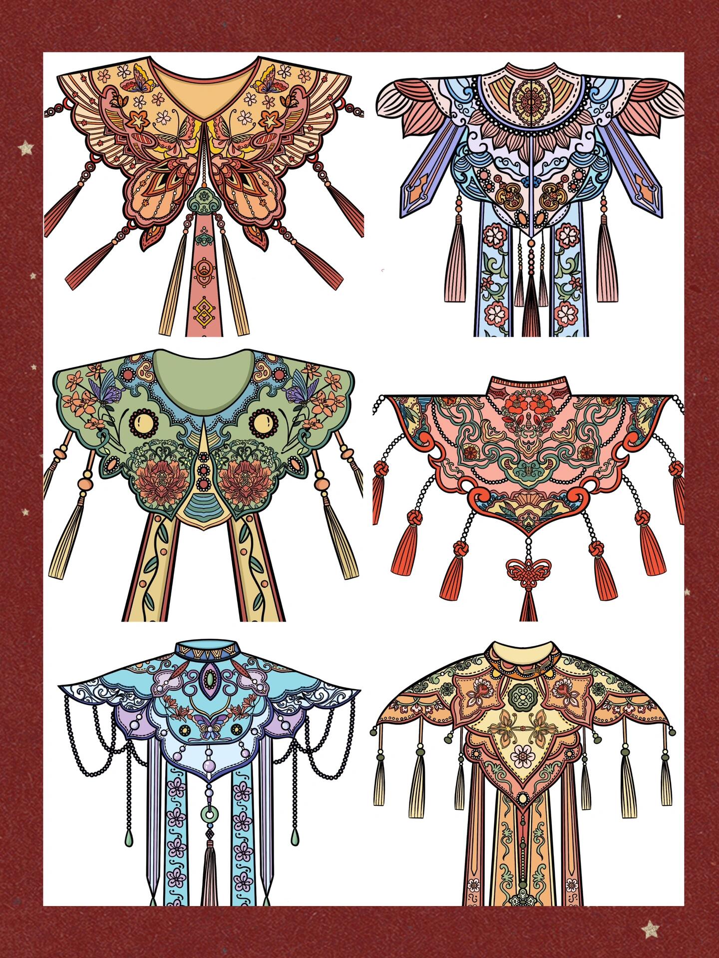 古风素材——云肩系列(上色版)