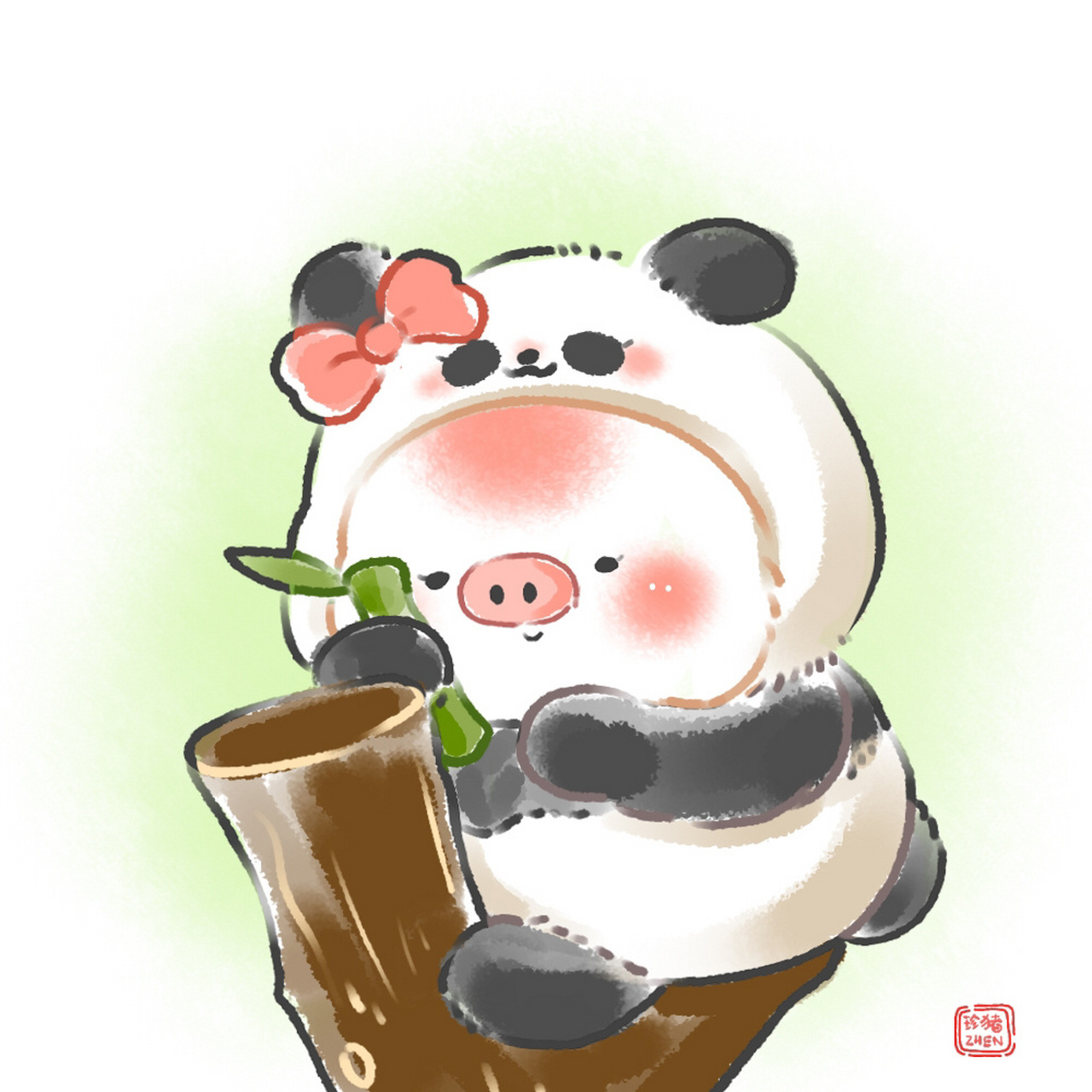 情侣头像 | 大可爱国宝猪猪 可爱正常营业中