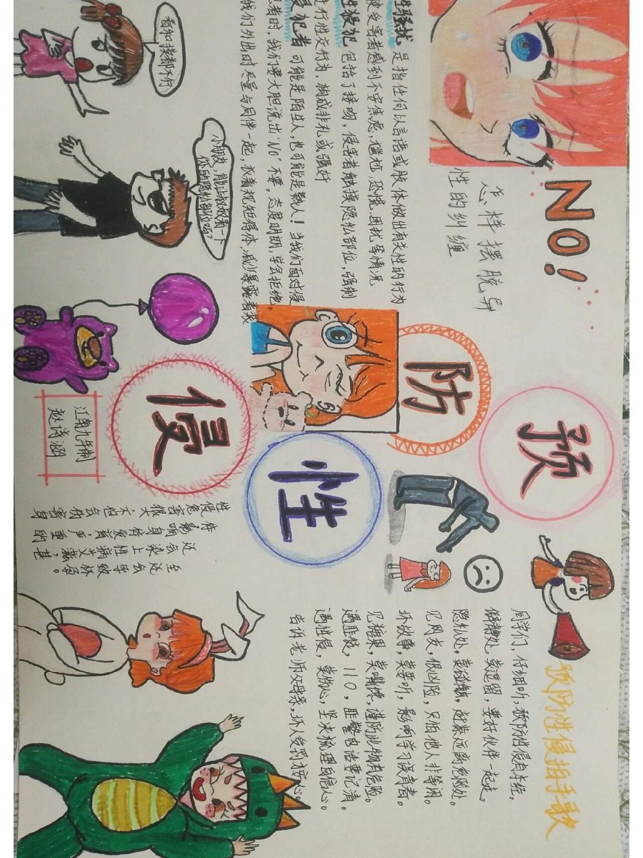 防性防侵害漫画手抄报图片