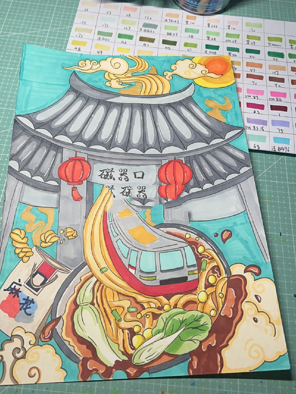 客订 重庆主题绘画 儿童画 磁器口