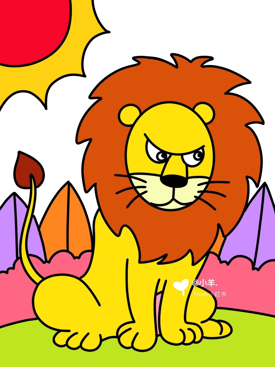 狮子0315儿童创意画 卡通画 动物儿童画 #创意美术儿童画# #儿童