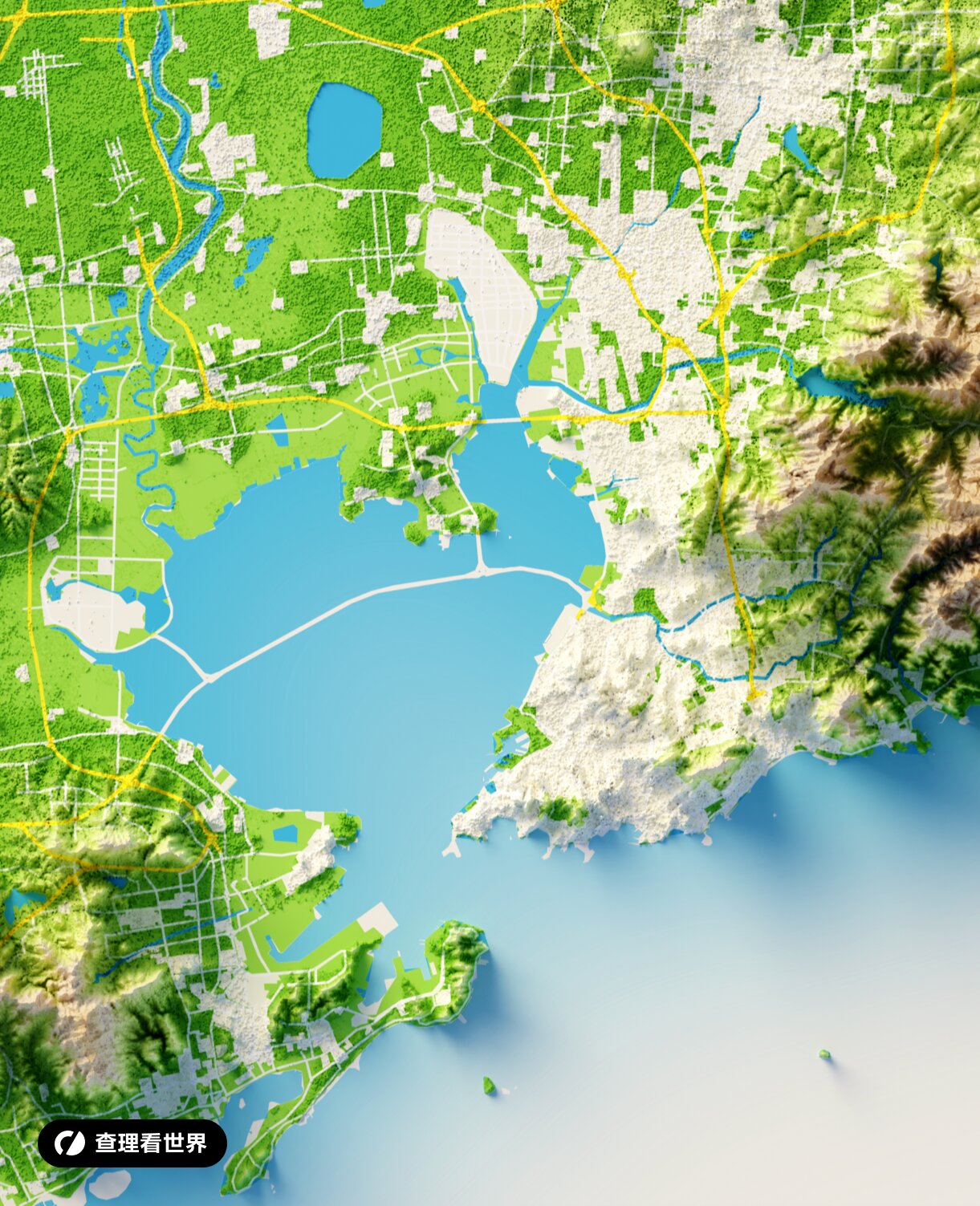 青岛市高清3d地形地图