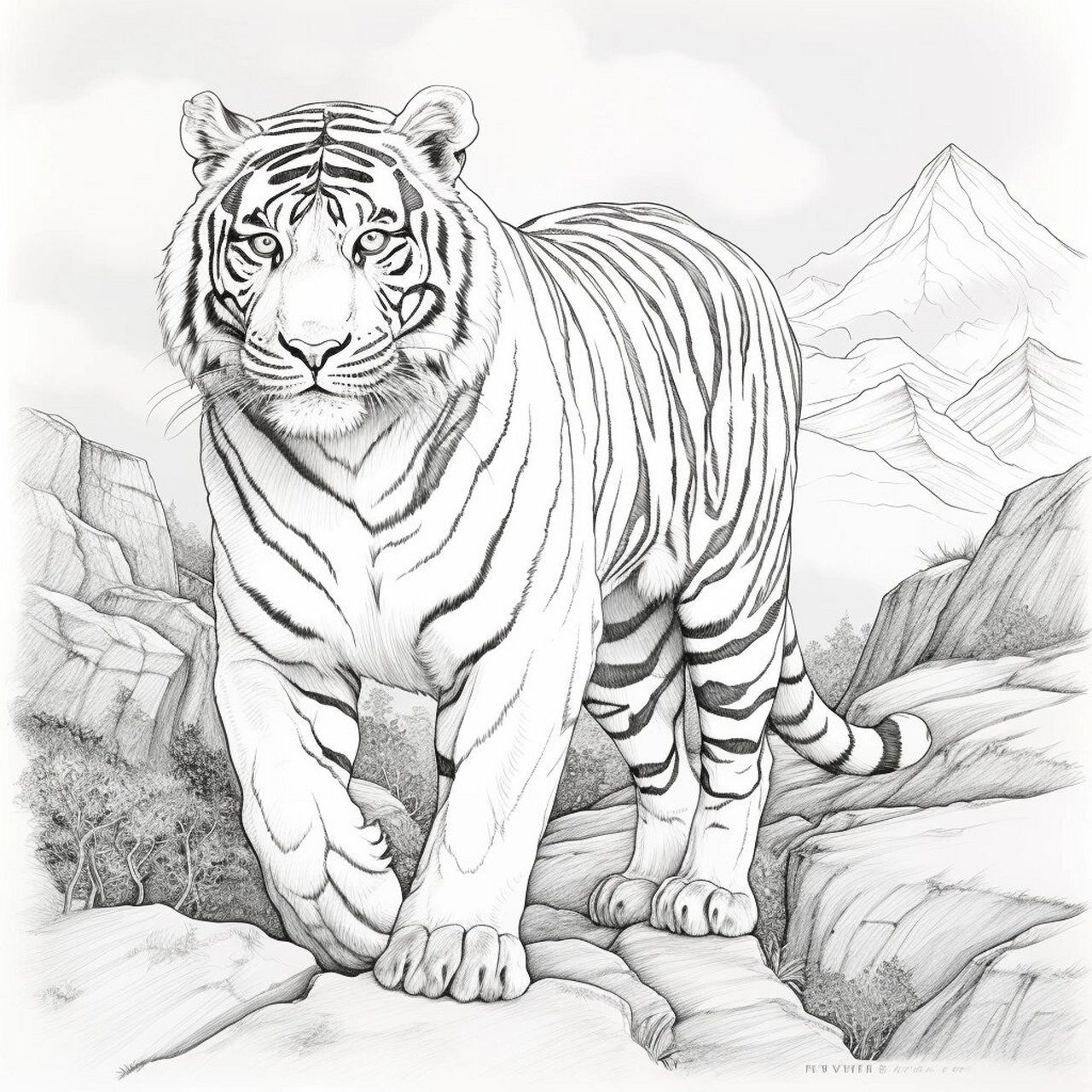 老虎素描线稿91