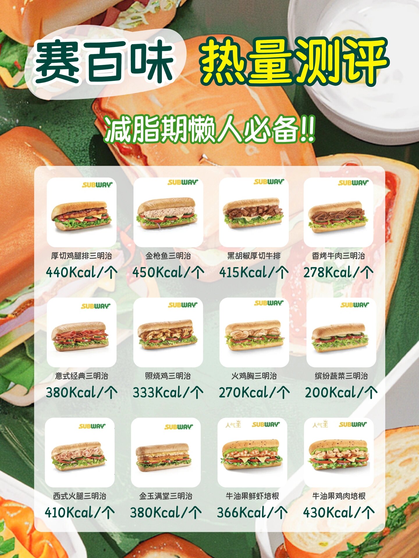 subway赛百味菜单图片