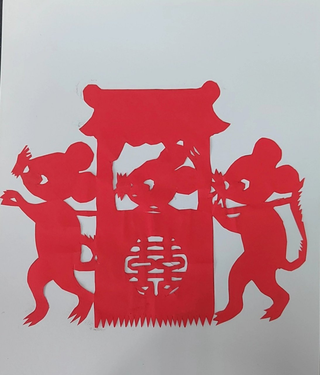 五年级剪纸课老鼠娶亲学生剪纸作品