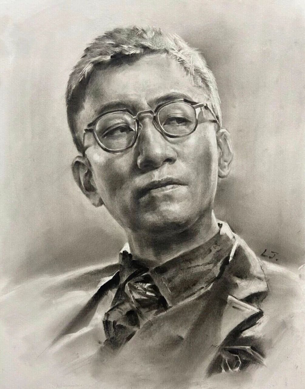 素描孙红雷头像作品与步骤分享