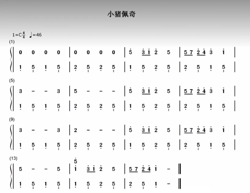 小猪佩奇简谱