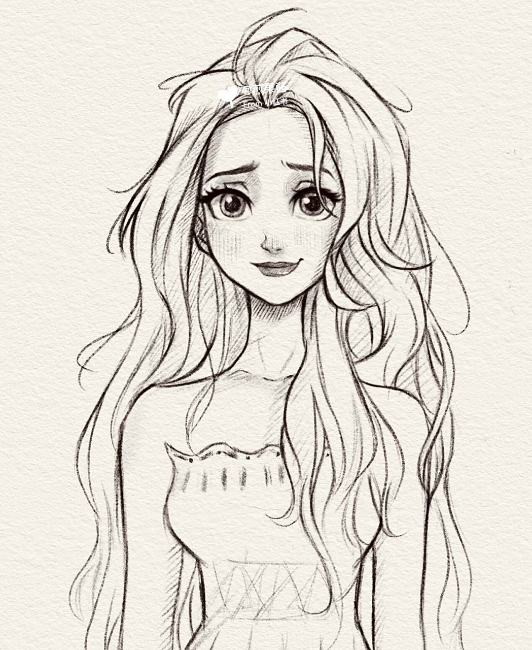 手绘头像线稿临摹练习(附步骤) 迪士尼公主手绘头像 铅笔线稿临摹练习