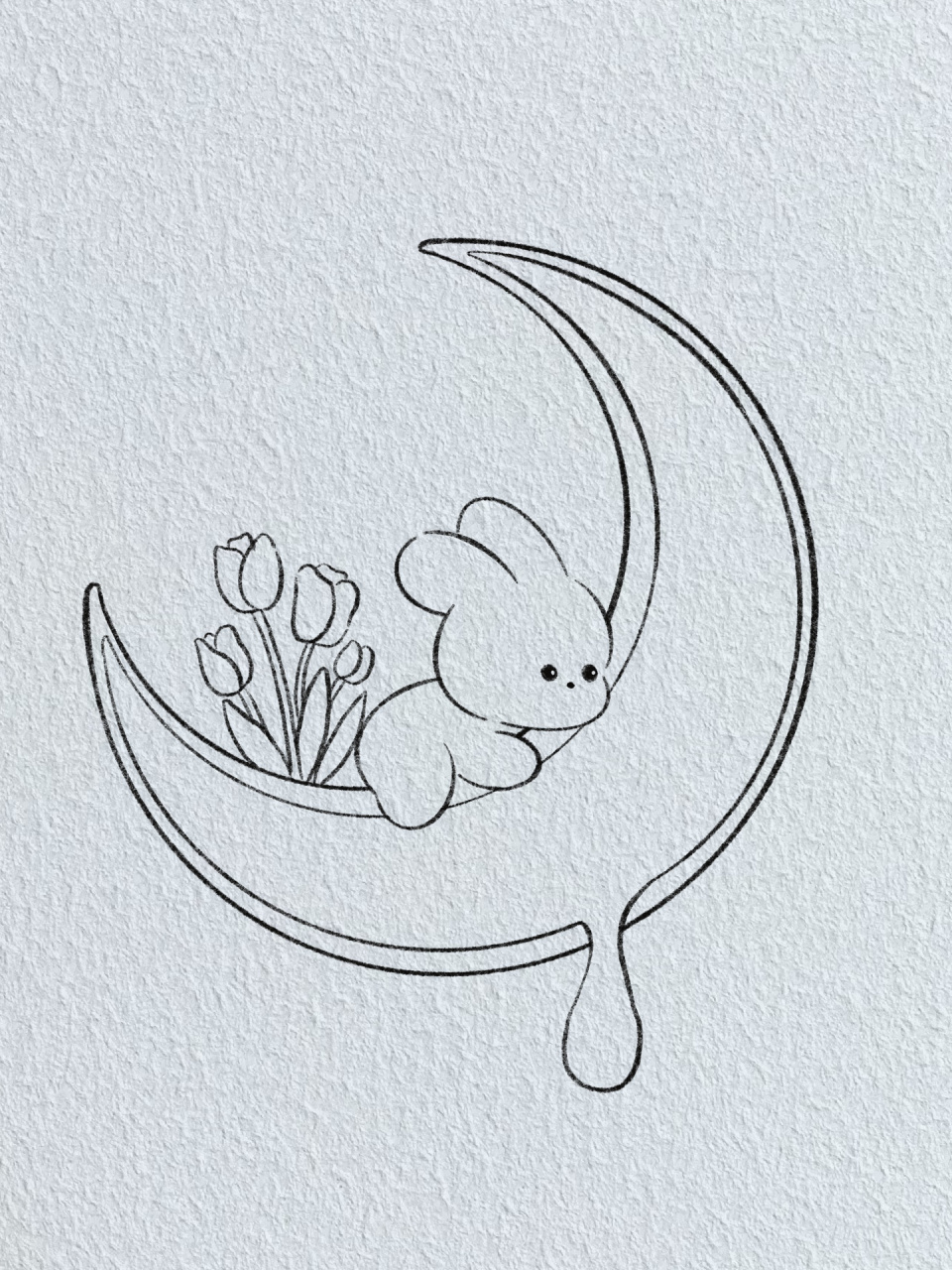 兔子抱月亮图片简笔图片