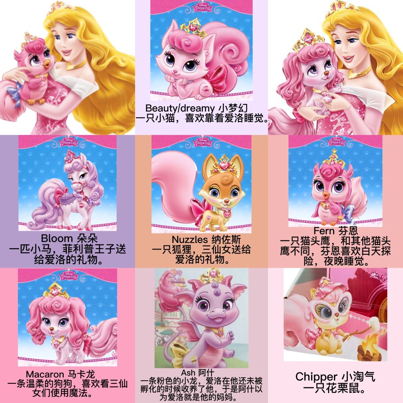 迪士尼公主皇家宠物全图鉴 迪士尼公主皇家宠物系列的小动物们～ 这个