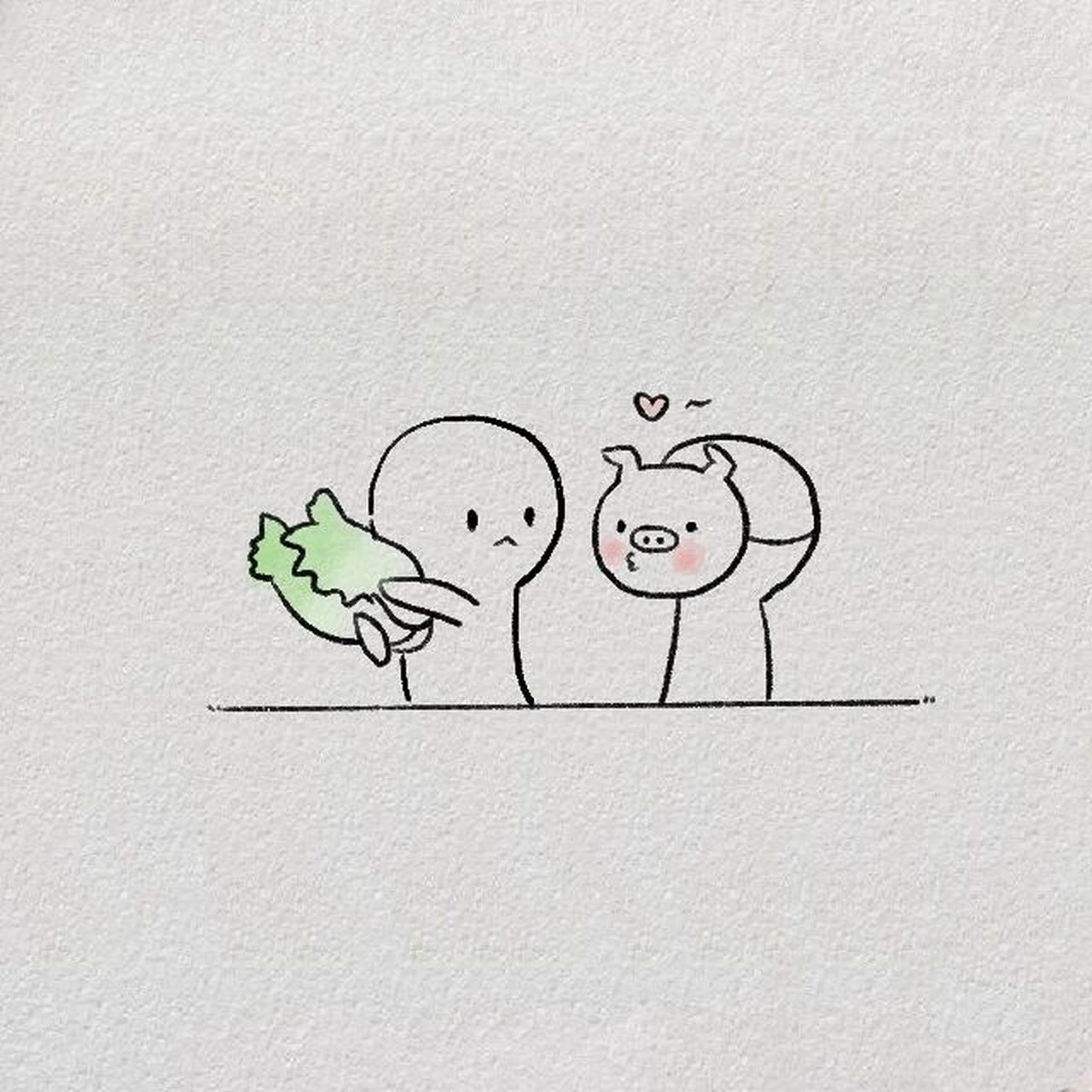 简笔画大全28 猪猪拱白菜[笑哭][笑哭] #临摹画步骤# #简笔画教程