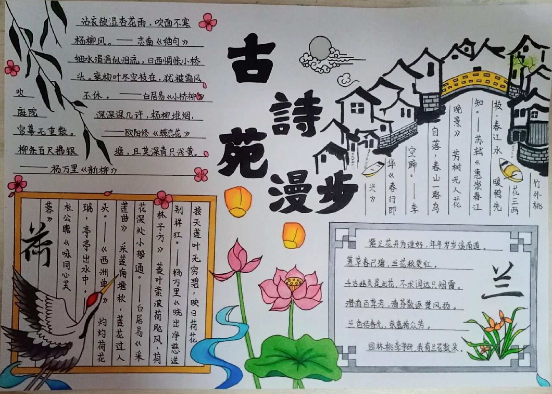 古诗苑漫步手抄报 古诗苑漫步手抄报简单又漂亮
