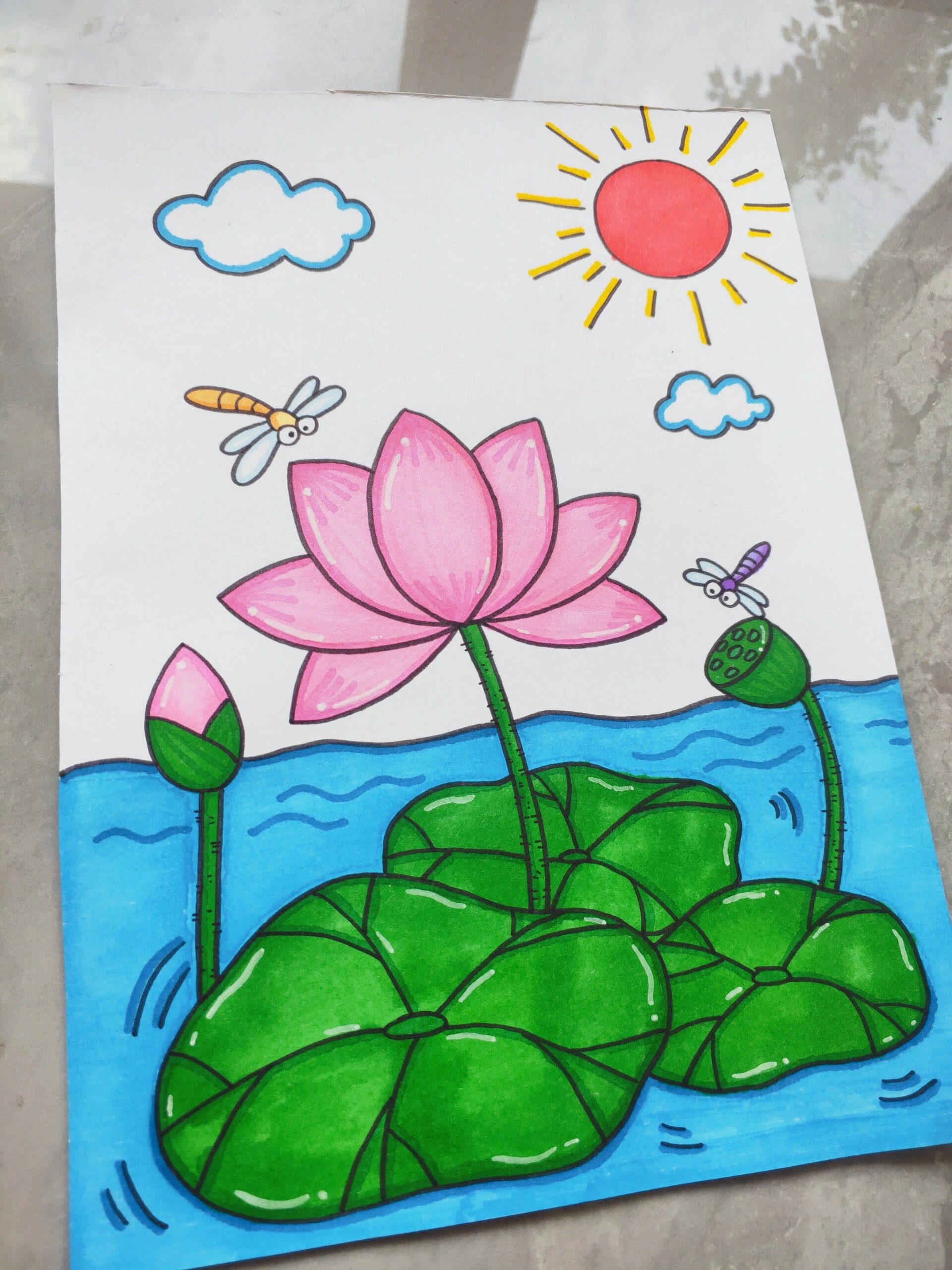 夏季荷花简笔画