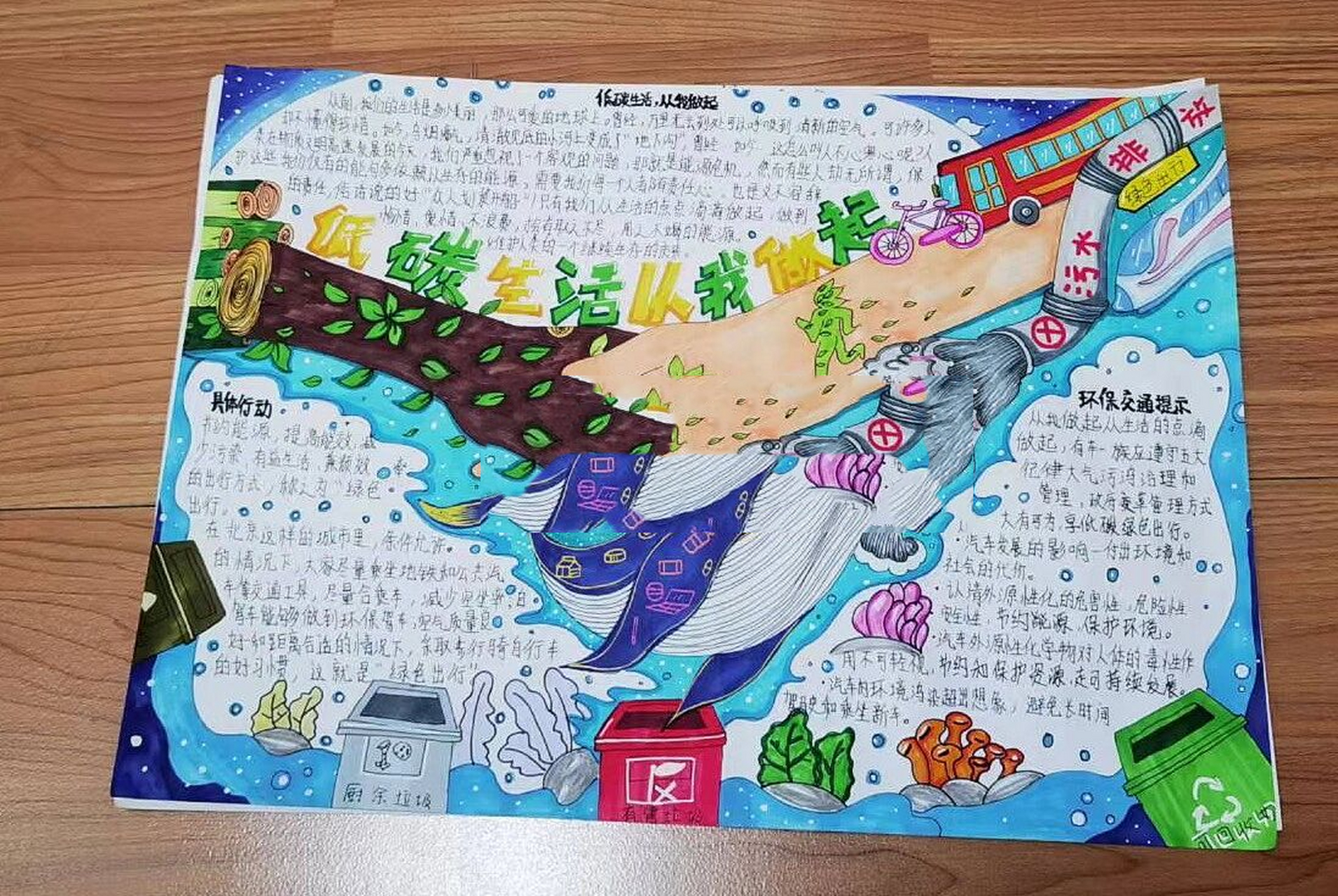 低碳生活 手抄报 7515给我弟弟画的手抄报,主题是"低碳生活 从我