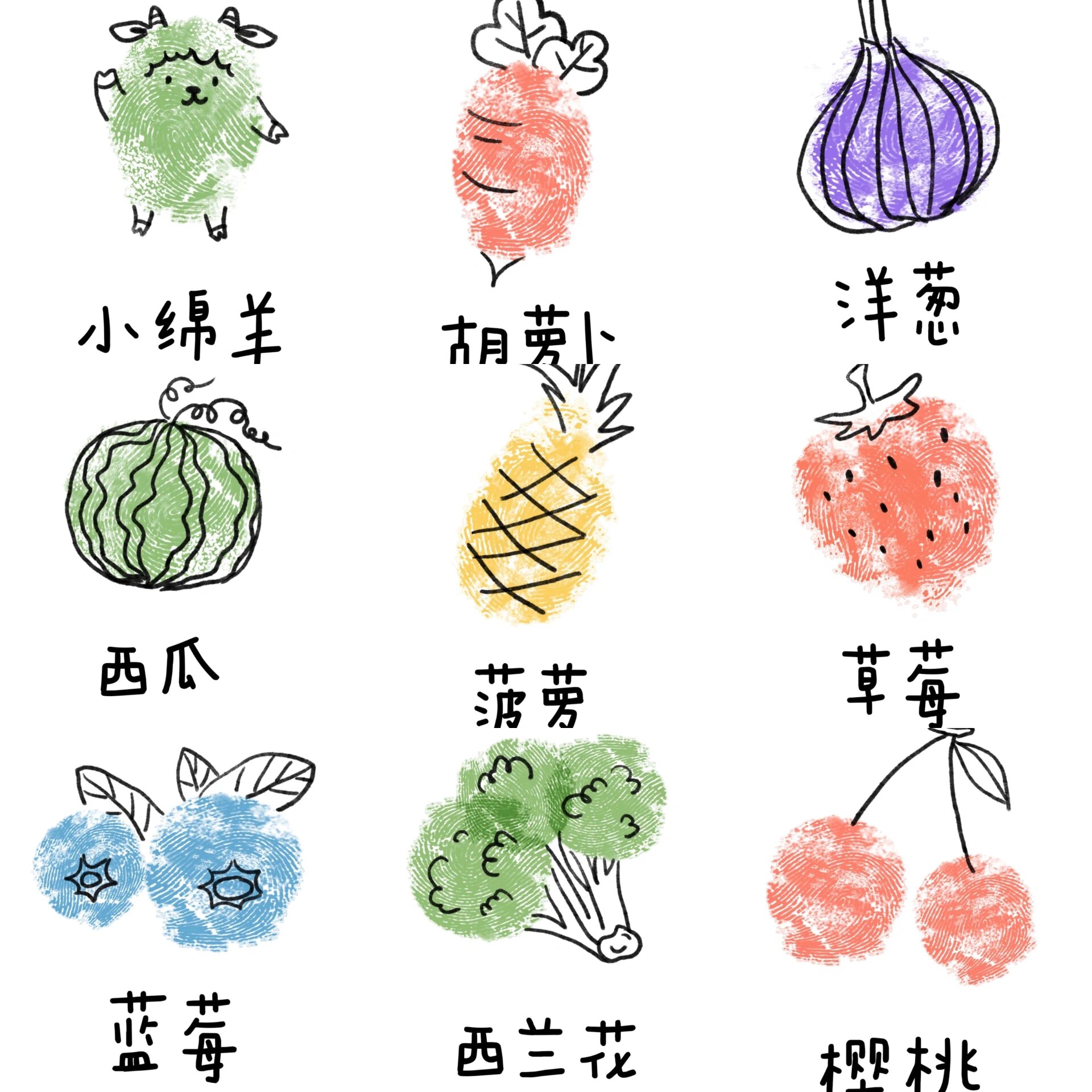 幼儿园趣味手指印画,孩子们太喜欢了