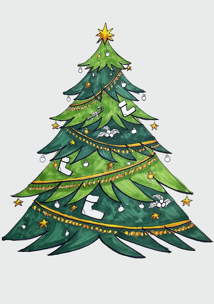 干货 圣诞节主题画 儿童创意绘画圣诞树绘画 🎄圣诞节马上又到了
