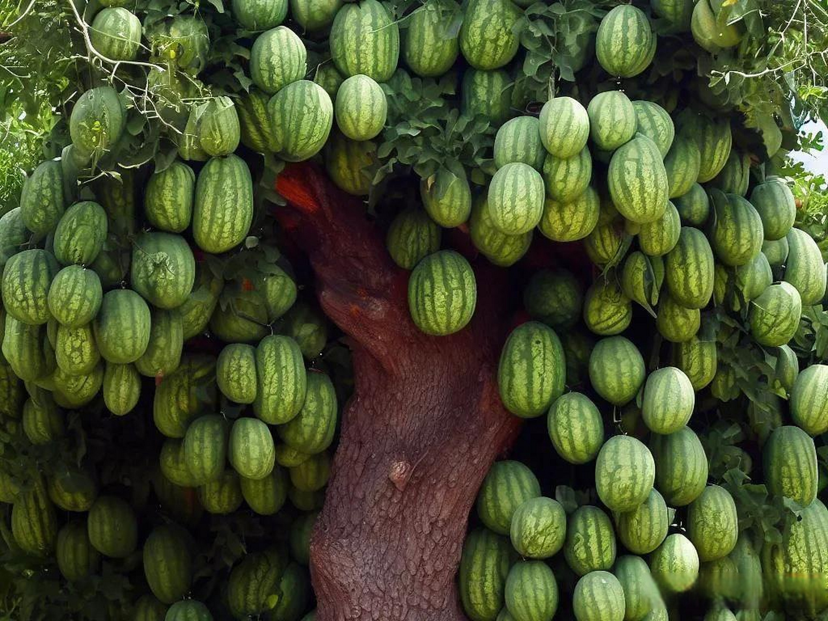 你有没有想过,如果大树上长满了西瓜,会是什么样子?