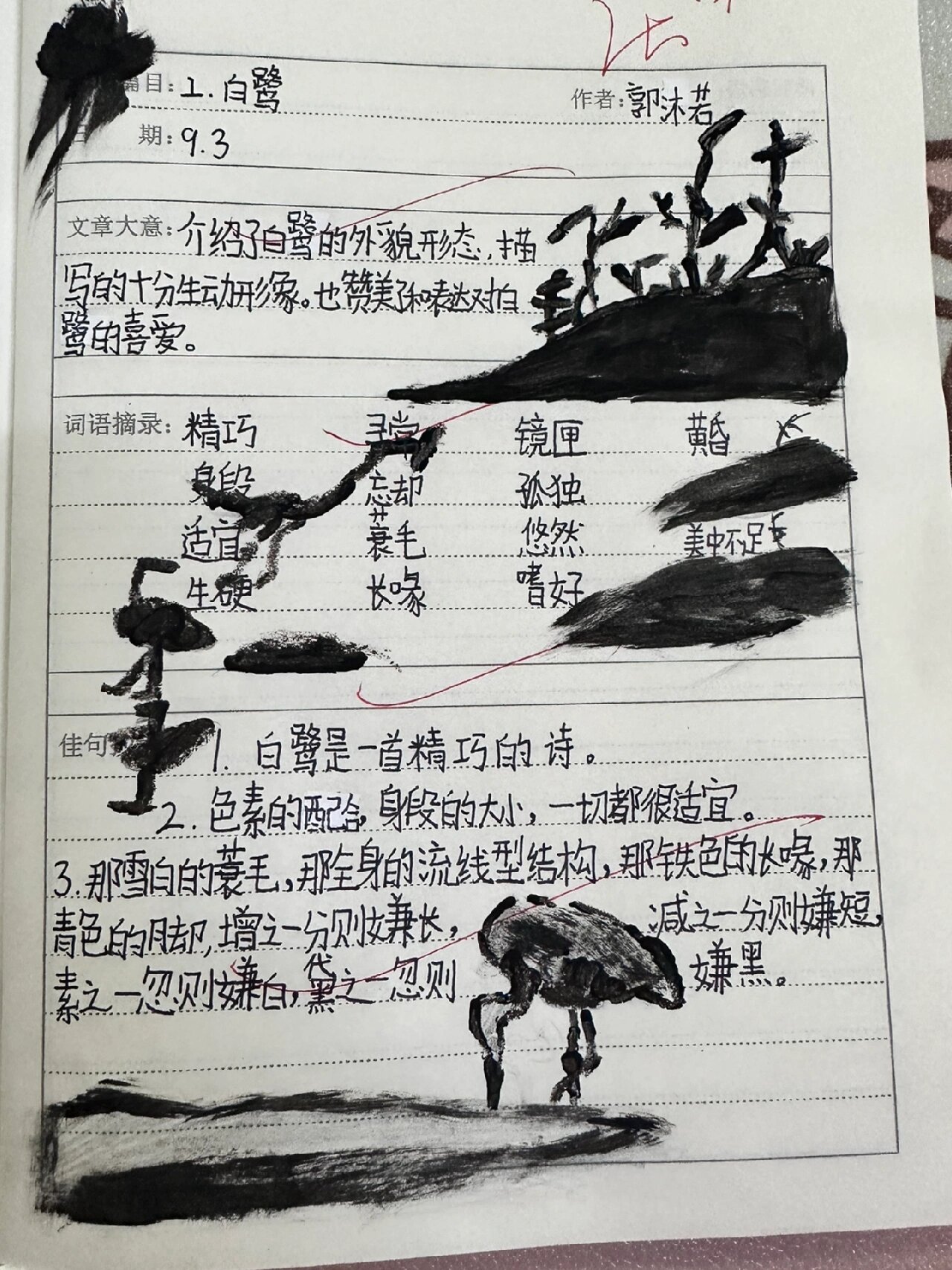 五年级上册《白鹭》第一课读书札记