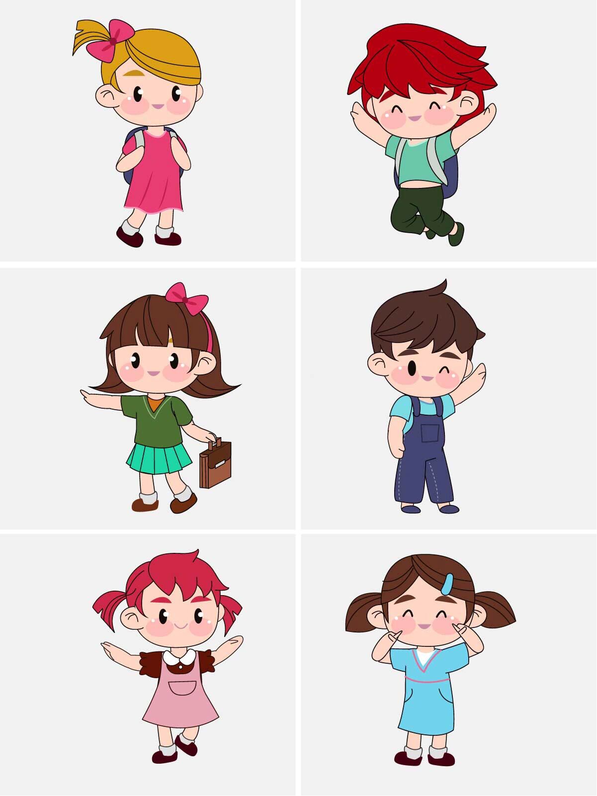 👦👧卡通男孩女孩简笔画～高清儿童手绘图