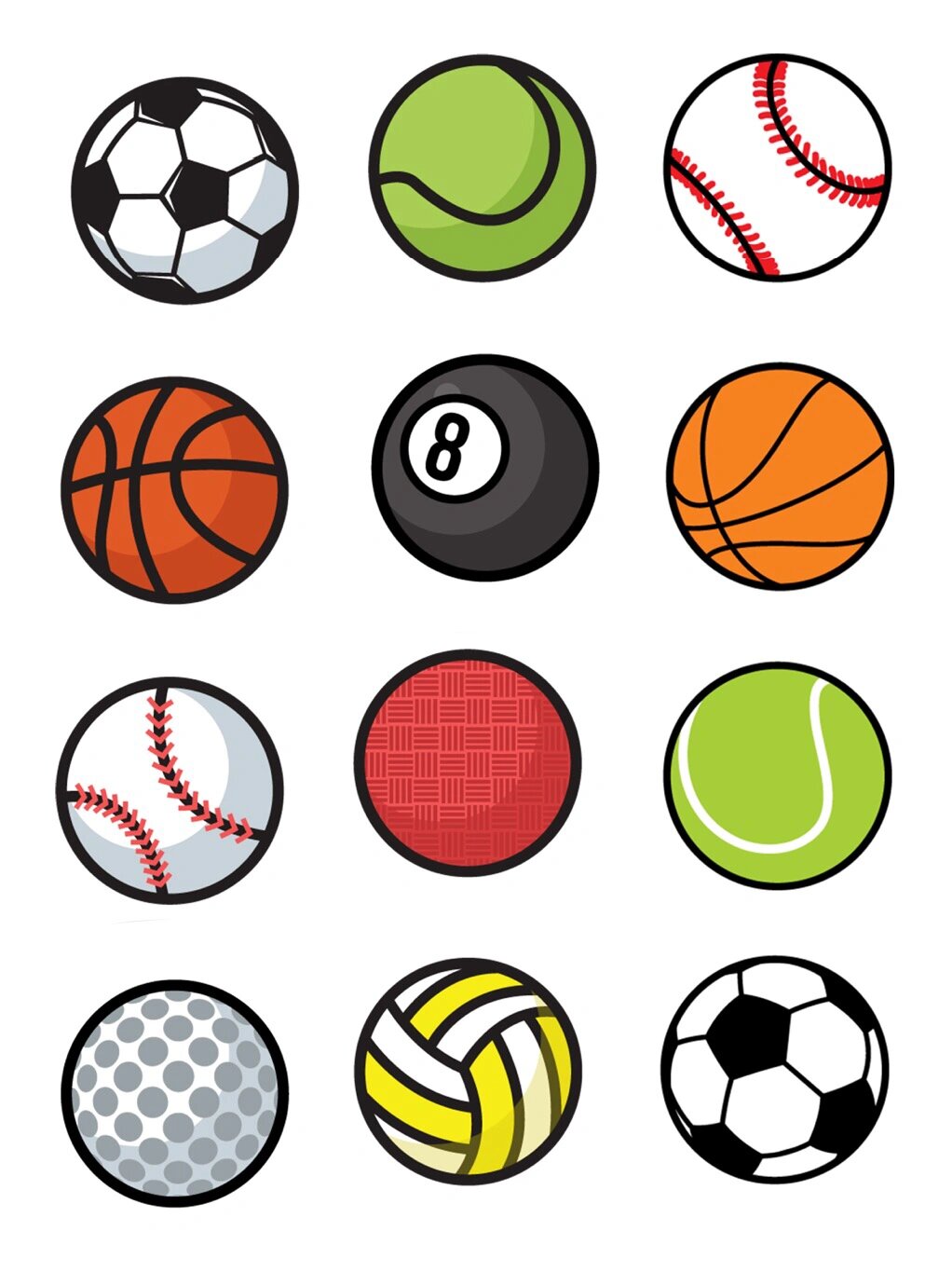 简笔画各种卡通球类免扣素材分享