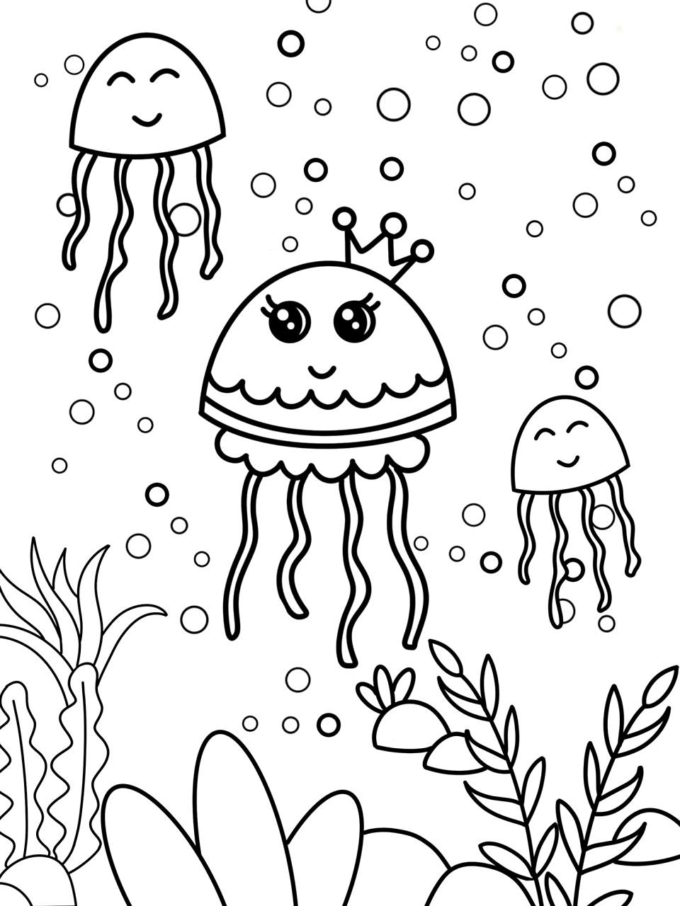 水母 创意画 儿童画 简笔画 有线稿 #创意美术儿童画# #儿童简笔画