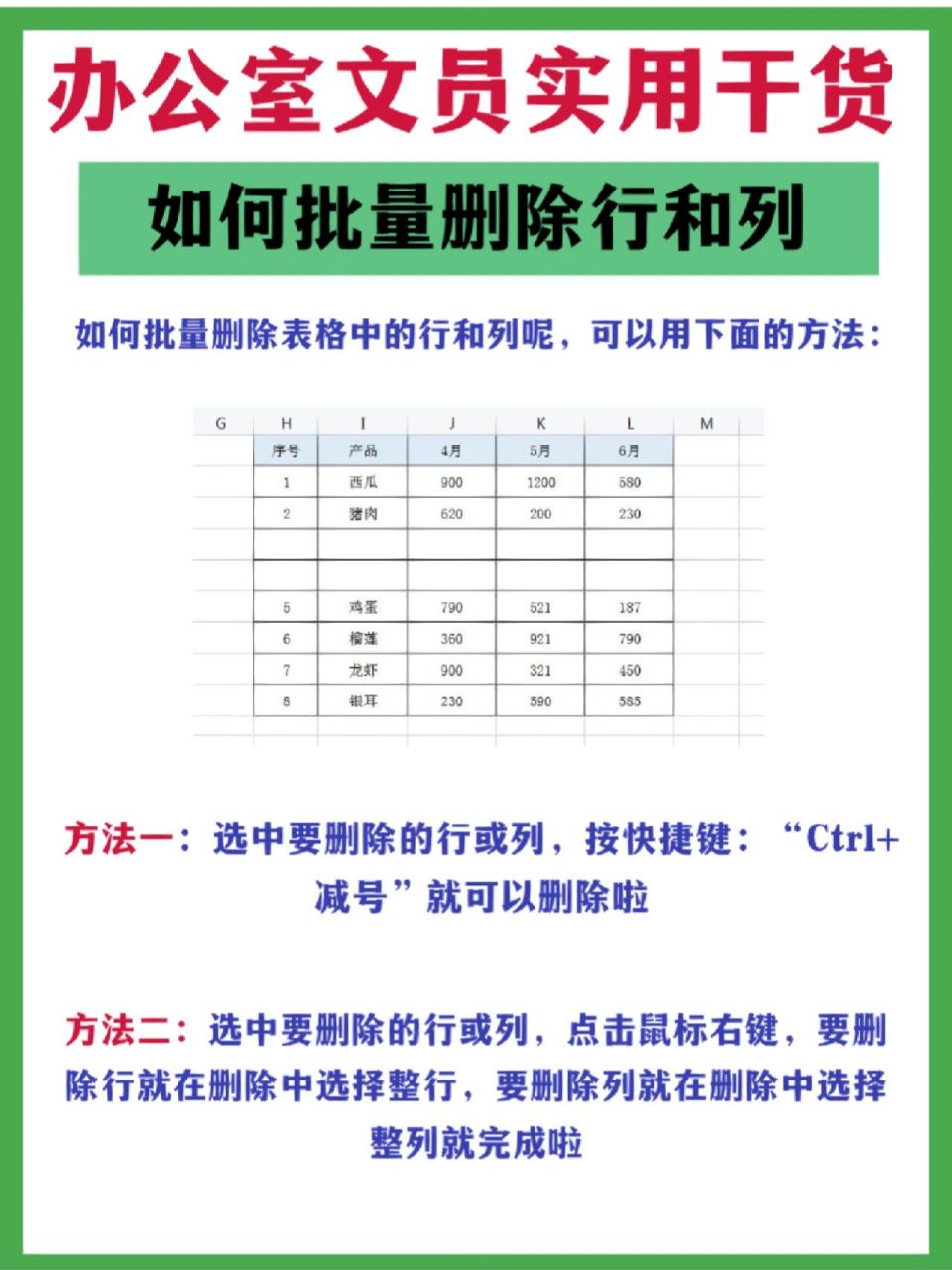 excel如何批量删除行和列?太简单了吧! excel如何快速批量删除行和列?