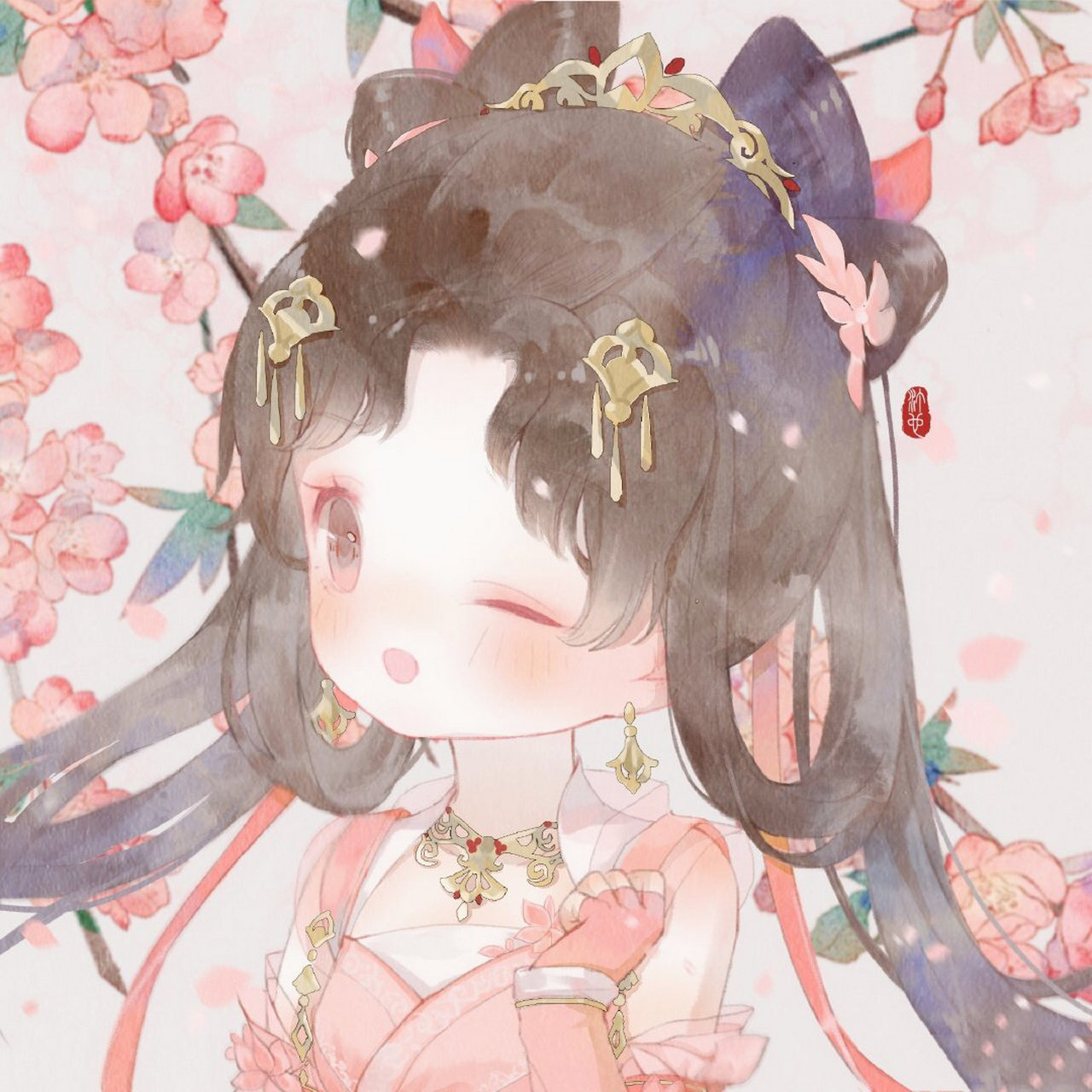 7815古风超可爱动漫女生头像7815 画师:汀也也 无水印无滤镜