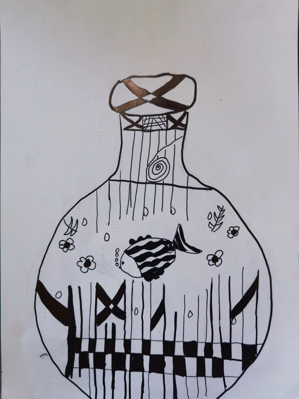 人教版美术三年级黑与白 学生自由创作黑与白装饰画