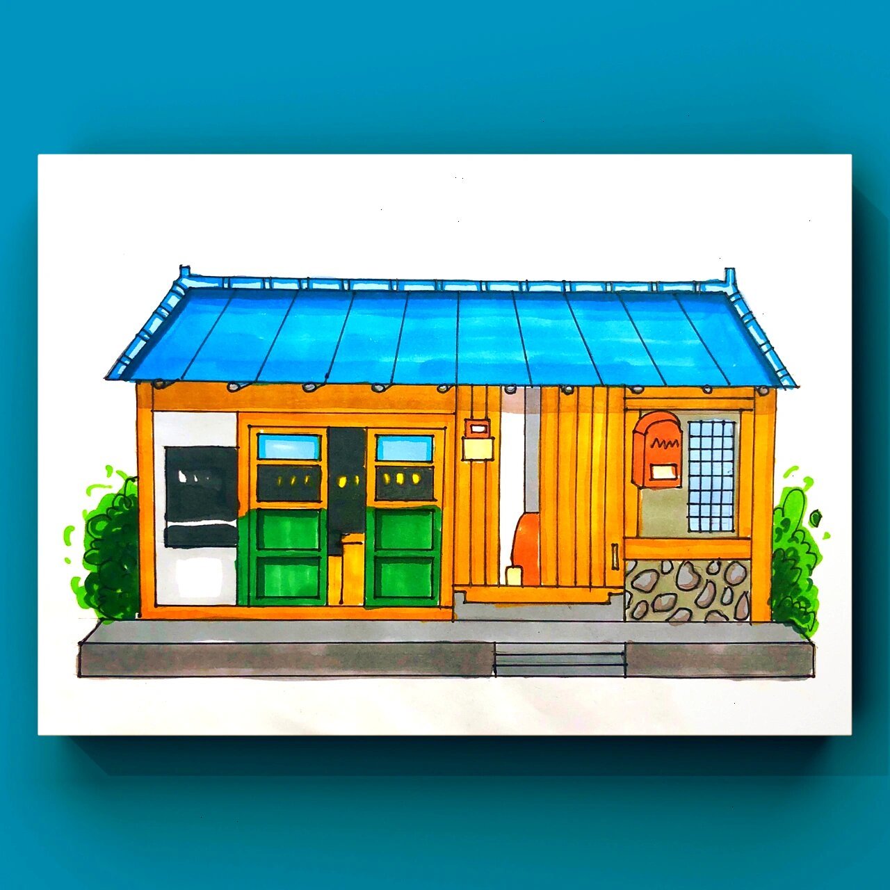 《房子》马克笔:适合6到10岁孩子 感受日式房屋带来的质感,喜欢可临摹