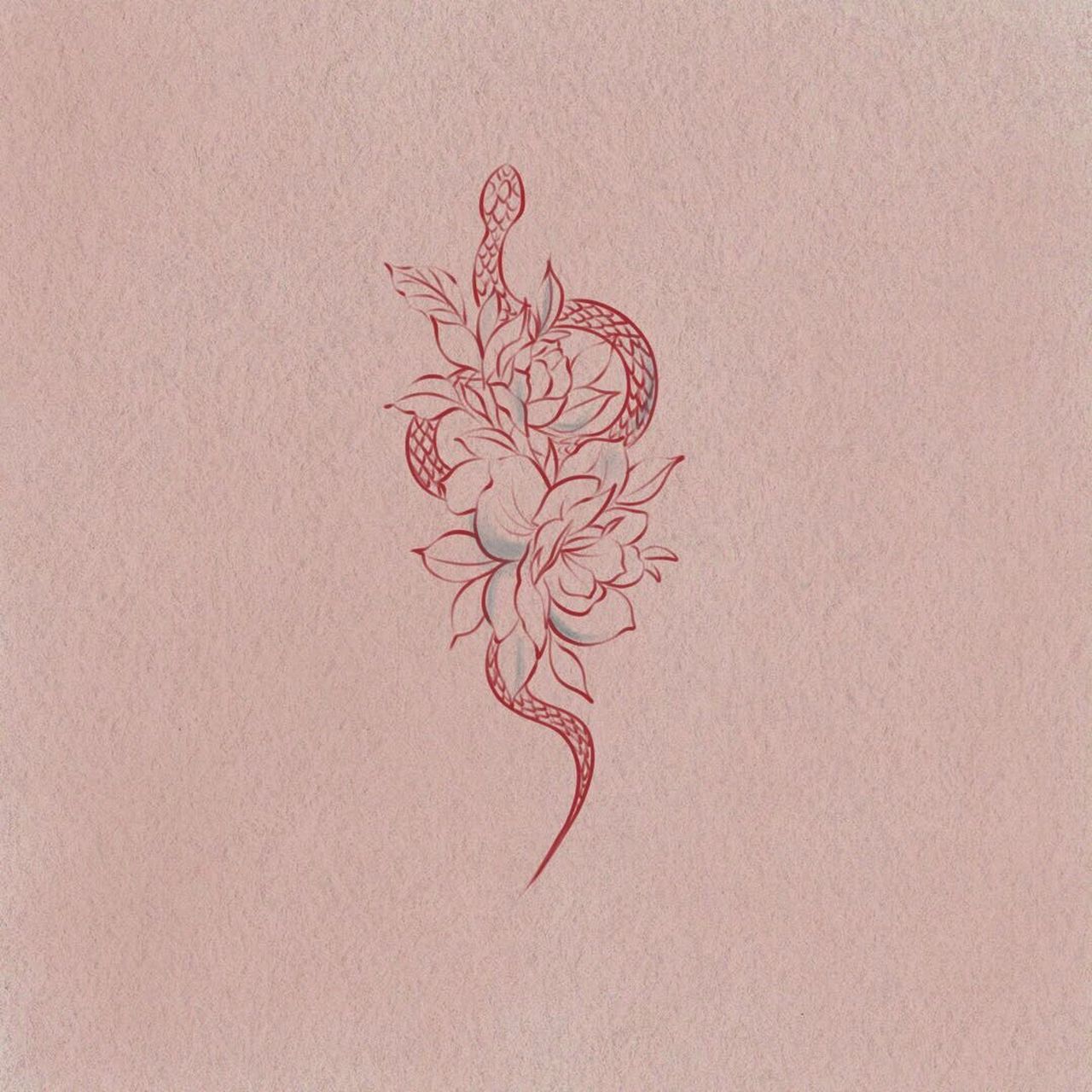 tattoo/素花蛇纹身 原创素花纹身 红蛇风情万种 06wssyc0208