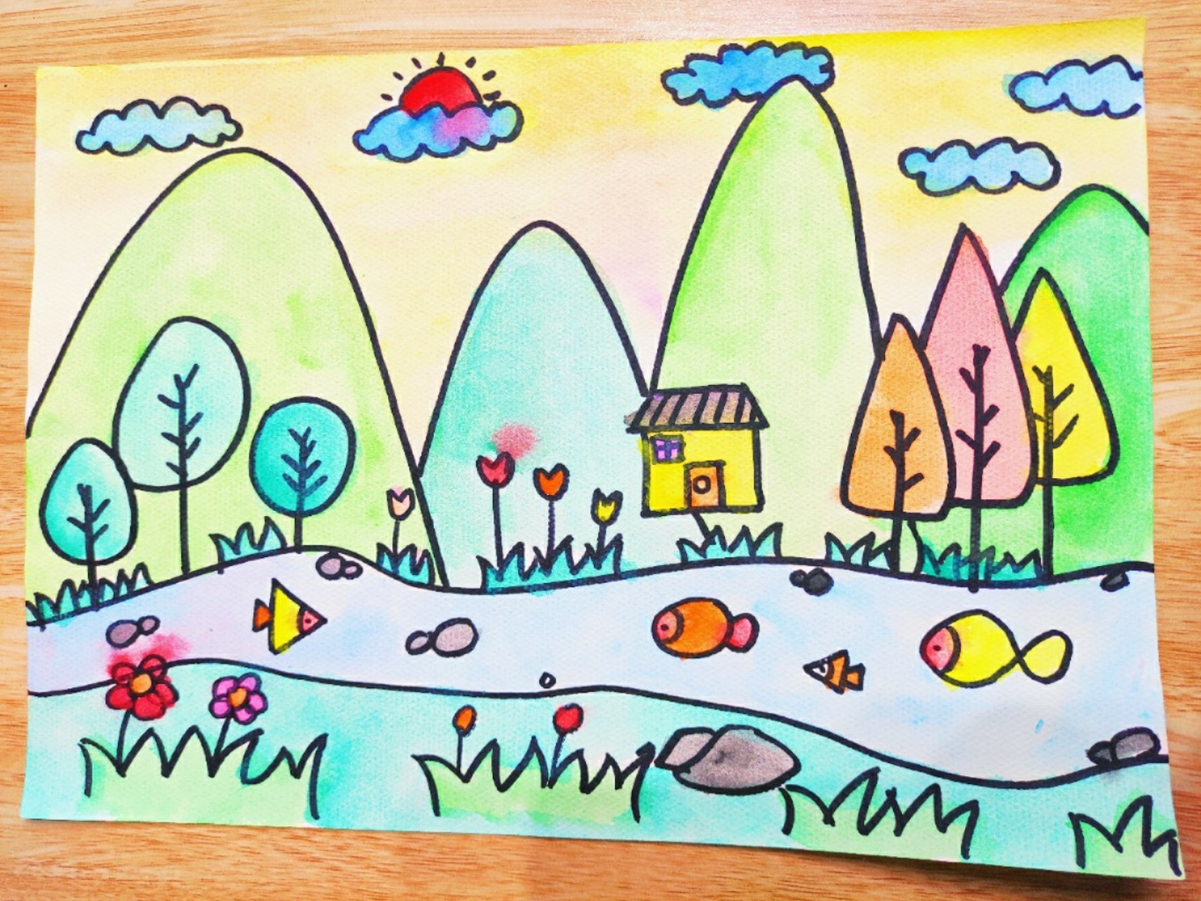 森林公园儿童画主题画图片