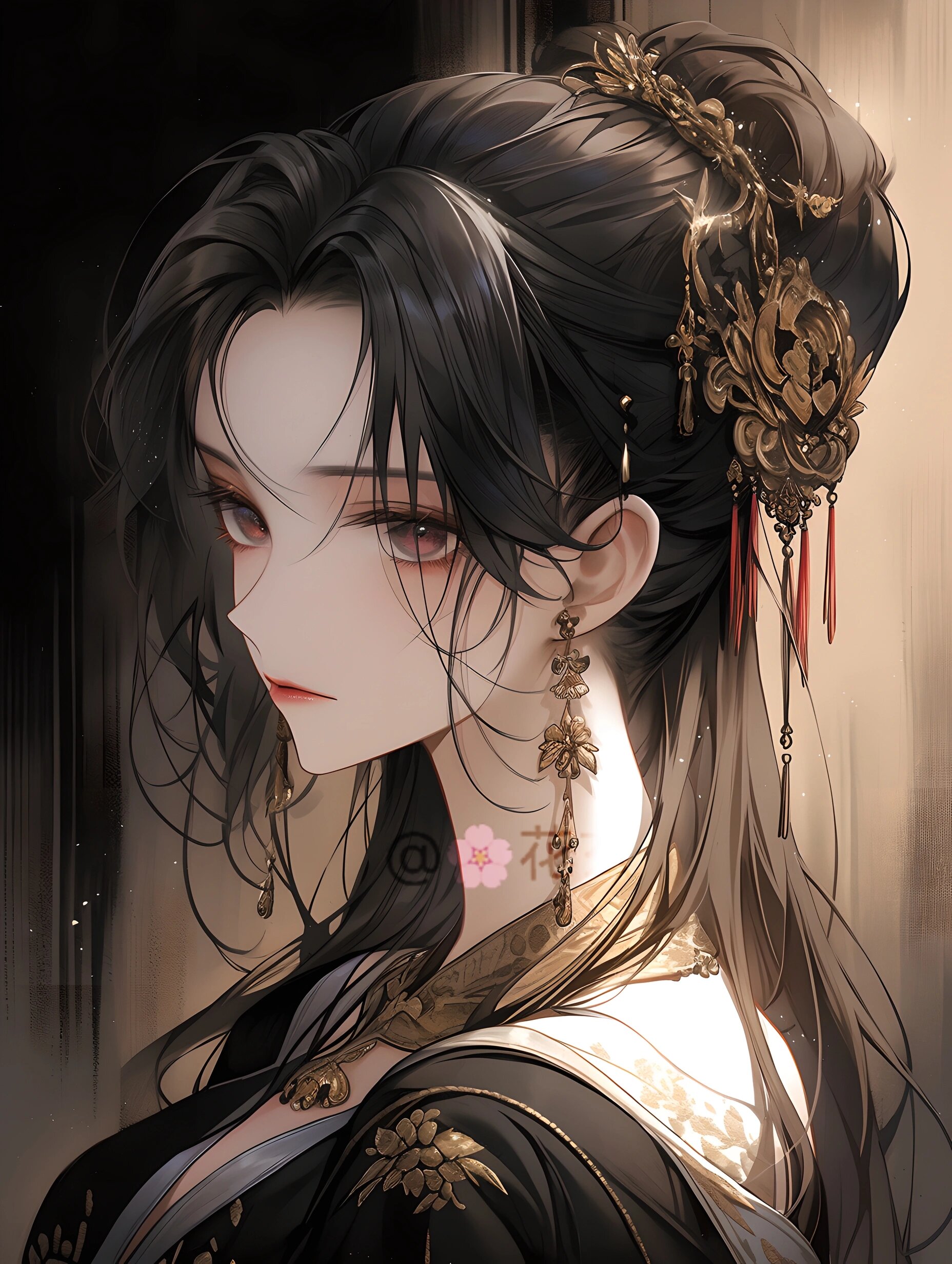 古风头像壁纸,小说封面底图|黑金色调(女) 可与前边发的搭配成情头