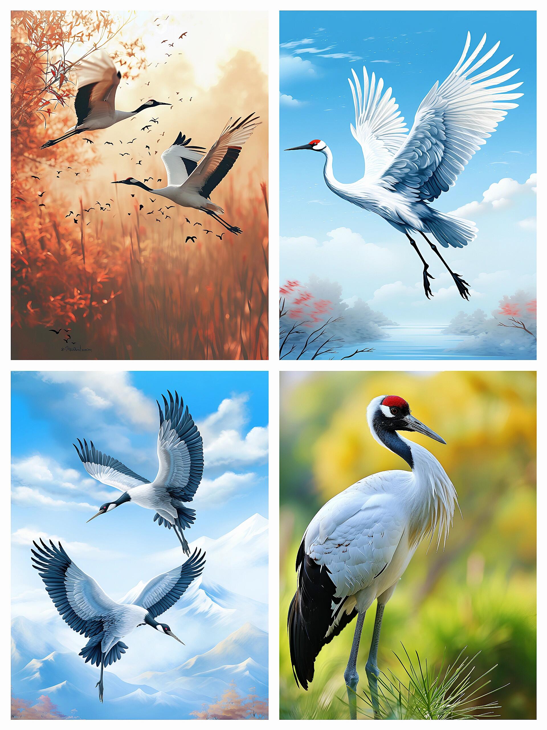 美术生绘画素材百集:古风仙鹤