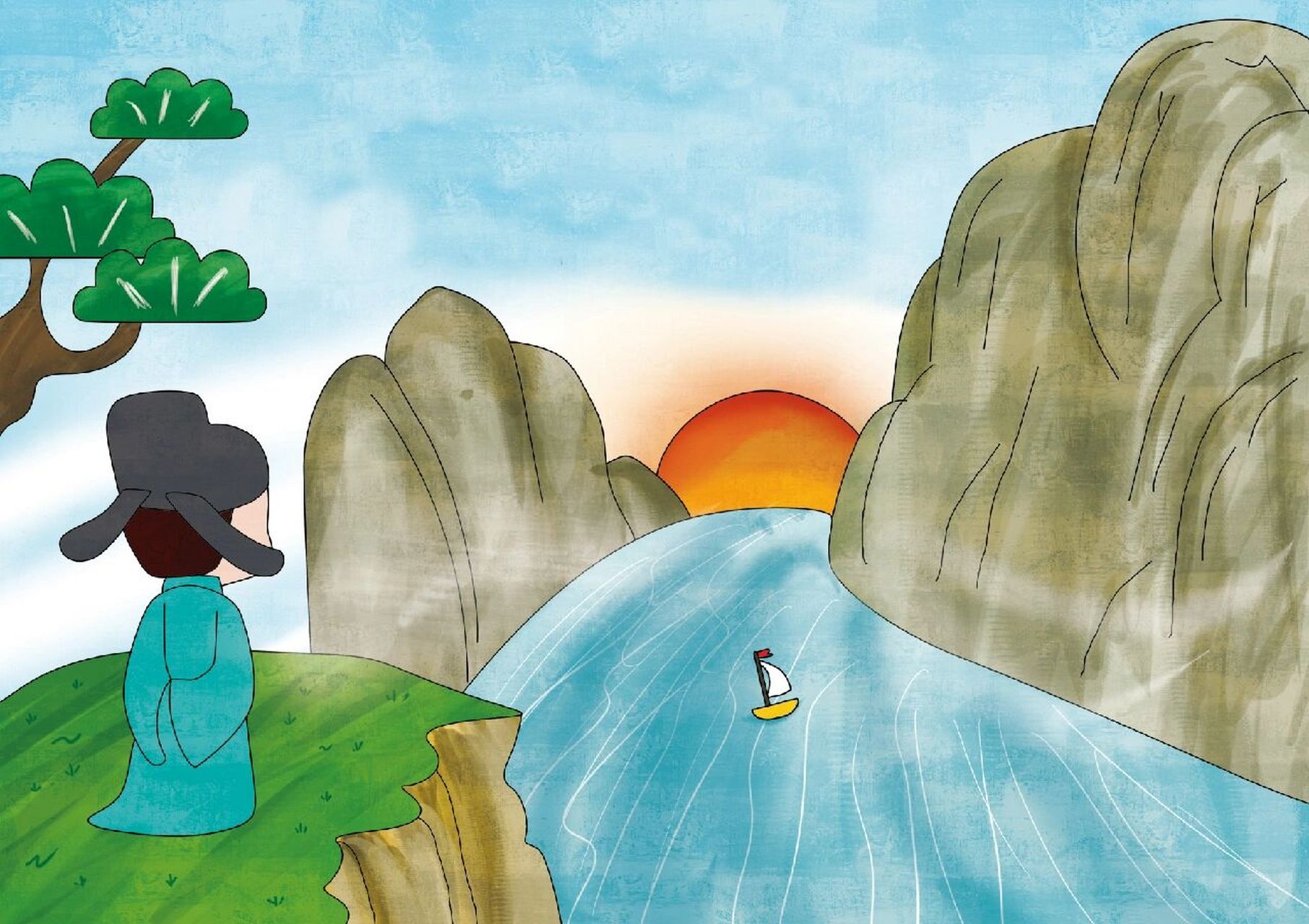 诗配画 | 望天门山李白 | 绘画与朗诵 96望天门山古诗配画,天门山就