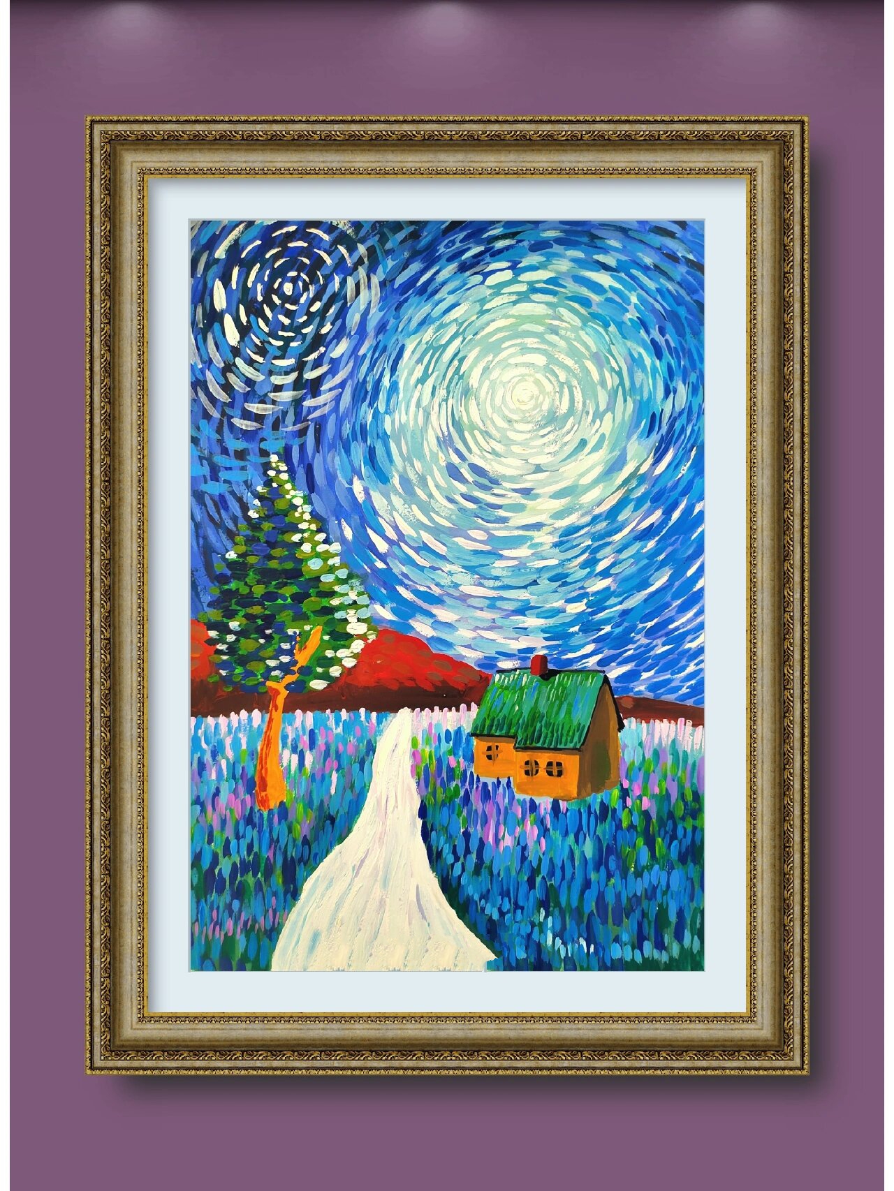 简单水粉儿童画点彩画