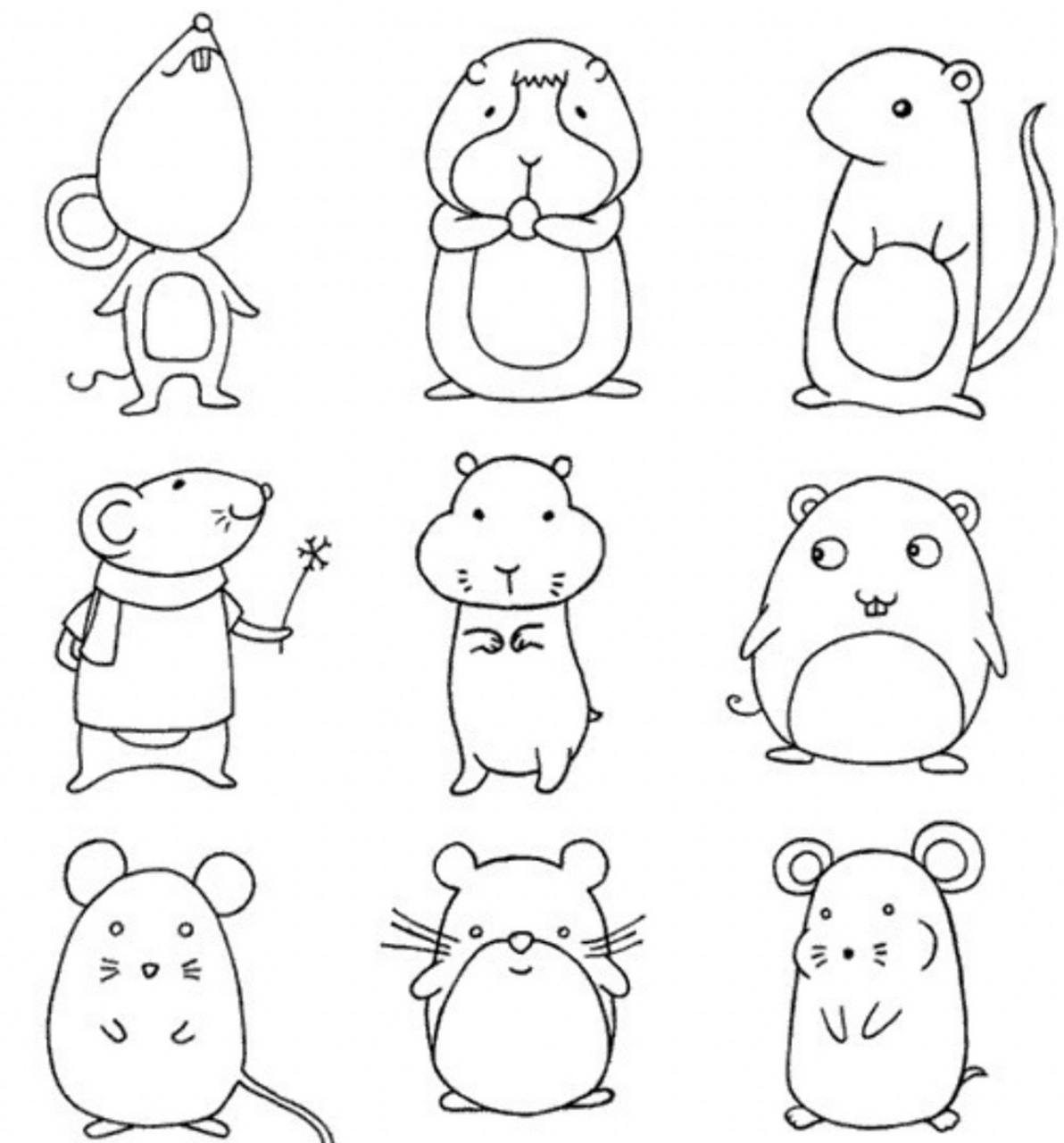 小老鼠简笔画来啦 各种不同造型的,宝贝们去选吧,打算出个十二生肖的
