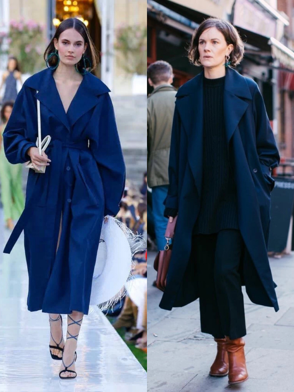 藏蓝色风衣——风衣中的优雅担当 如果说军绿色风衣是帅气担当,那么藏