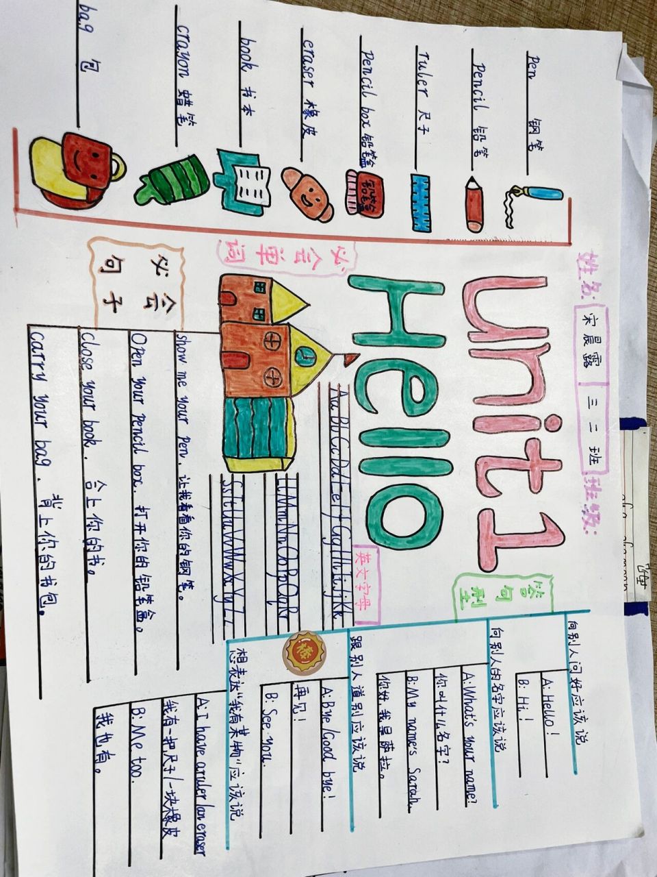 pep小学英语三上unit1思维导图