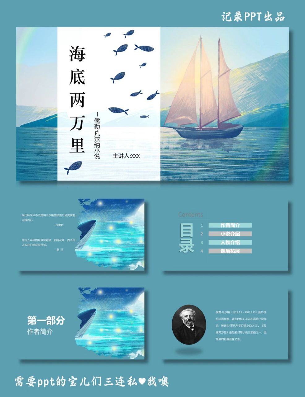 《海底两万里》ppt 海底两万里名著导读ppt模板 95共28页 可自由